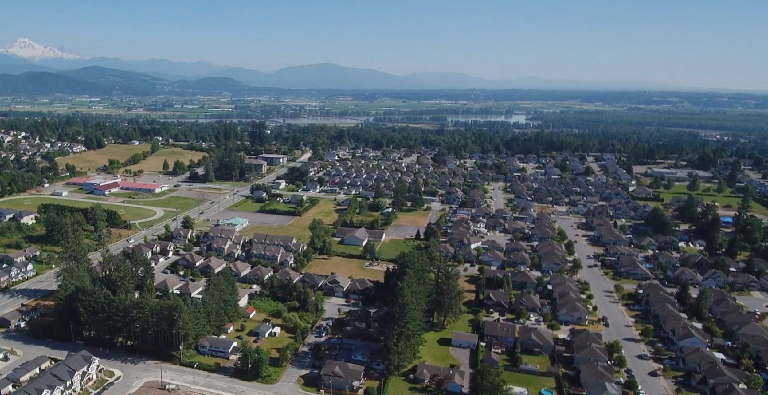 suburban neighbourhood overview with houses